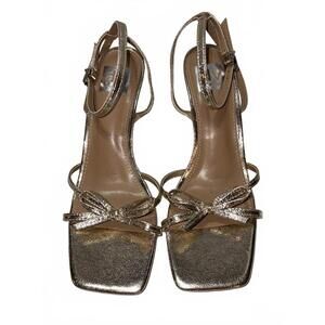 NEW Dolce Vita Zidane Gold Metallic Bow Kitten Heels Strappy Sandals Size 8